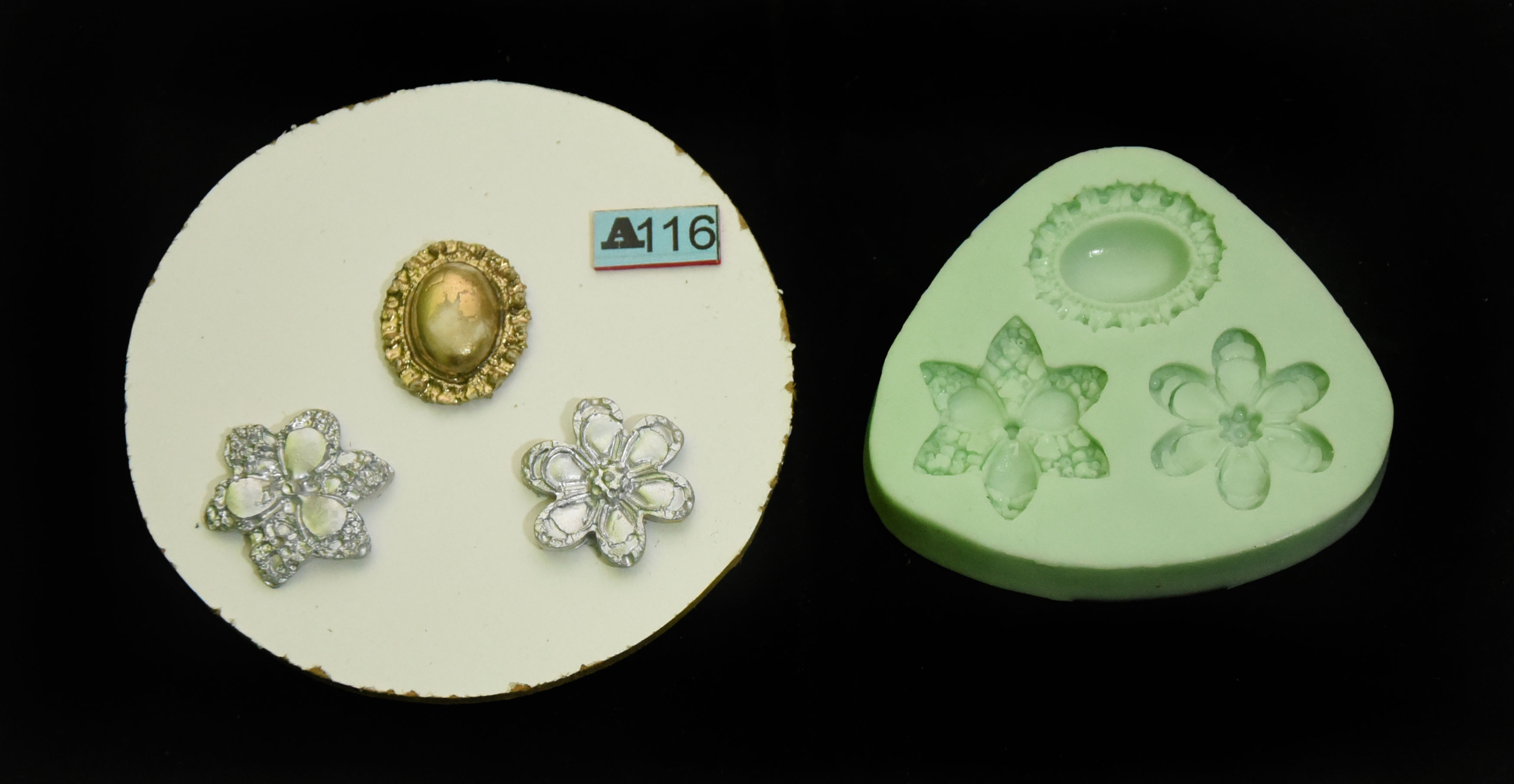 MOLDE SILICONA DE ESPEJO Y FLORES