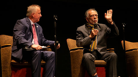 Paul Grondahl and Francis Ford Coppola in 2019