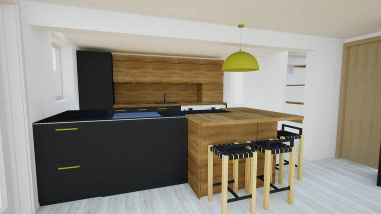 Cuisine rénovée style industriel à Albi – 24 m²