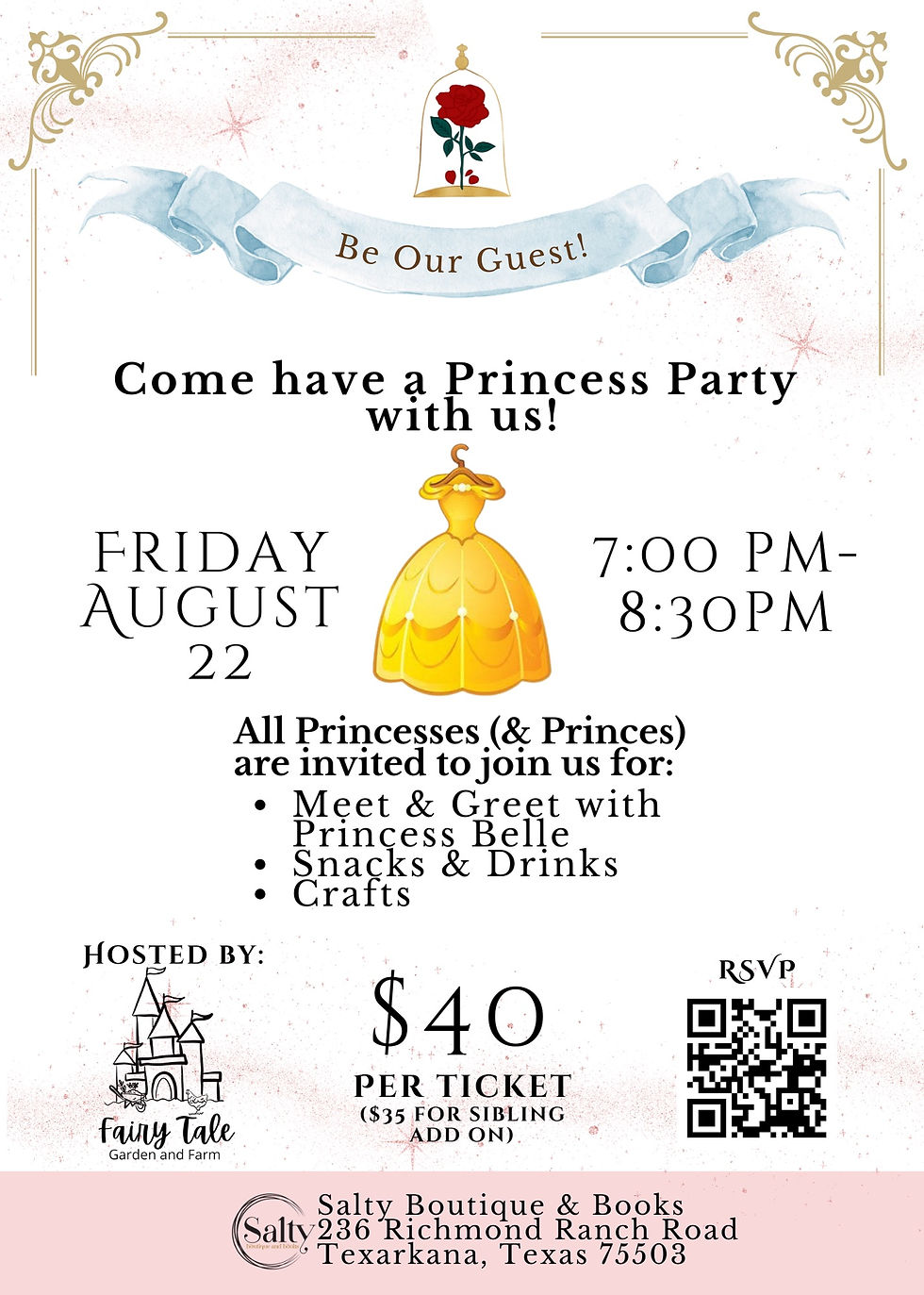 Be Our Guest! Princess Belle Meet & Greet! Hosted by Fairy Tale Garden & Farm