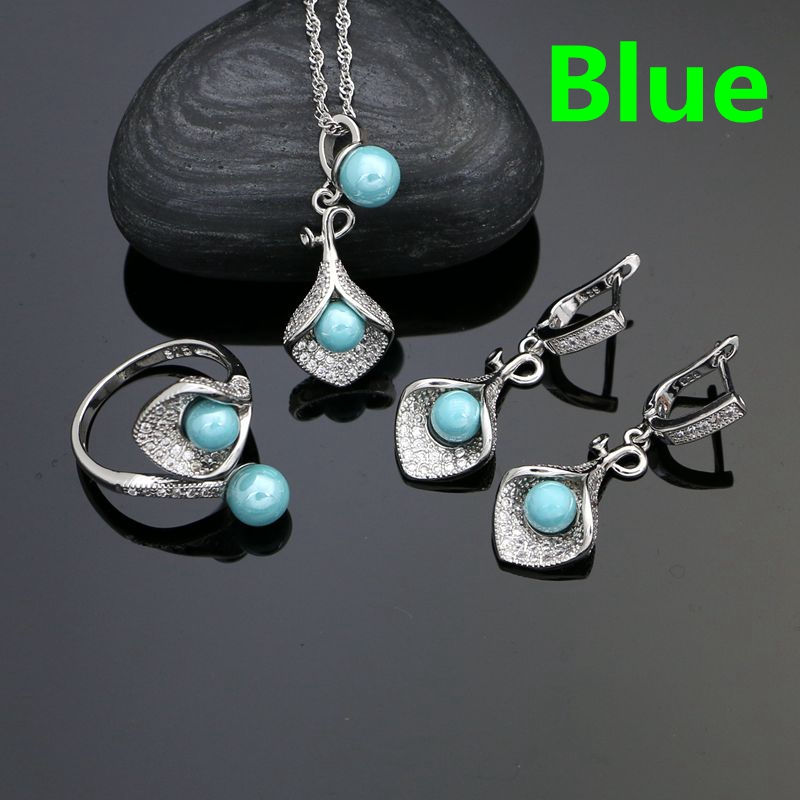 Thumbnail: Teardrop Azure Pearl & Crystal Set