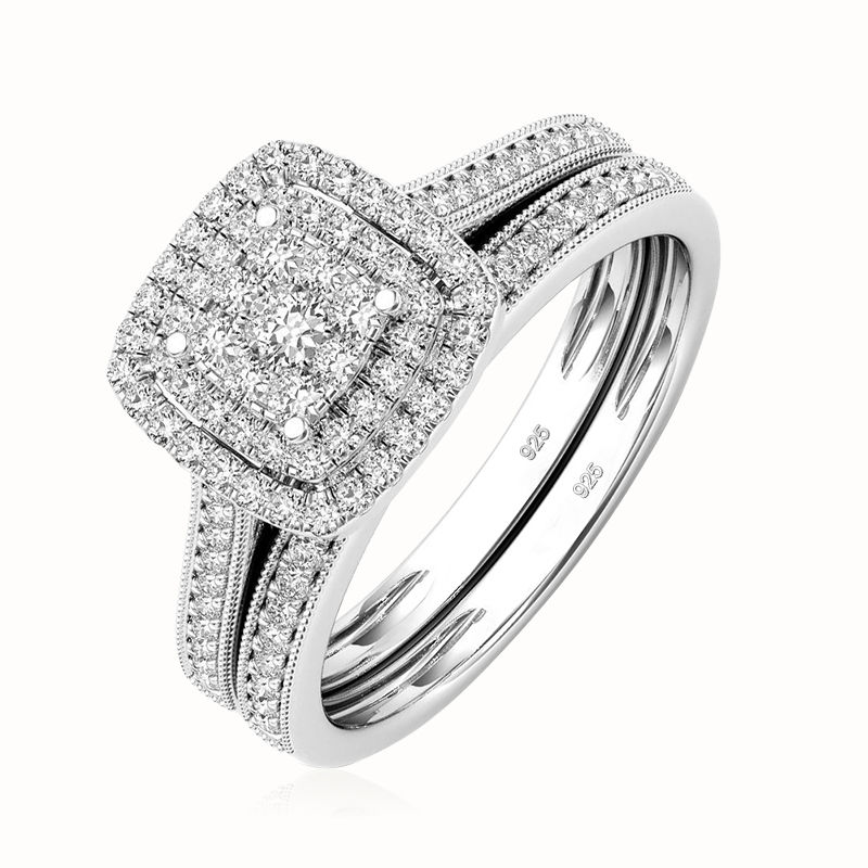 The Windsor Halo Bridal Set