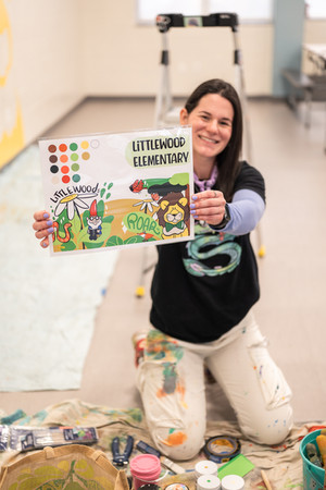 Bright and colorful mural at Littlewood Elementary School by Gainesville portrait photographer CWP Photography