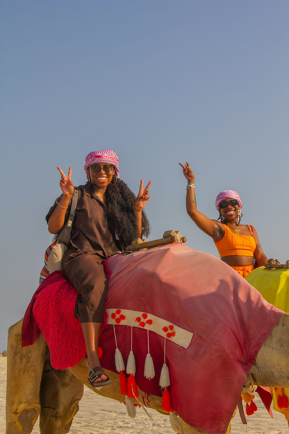 Camel riding in a desert in Doha