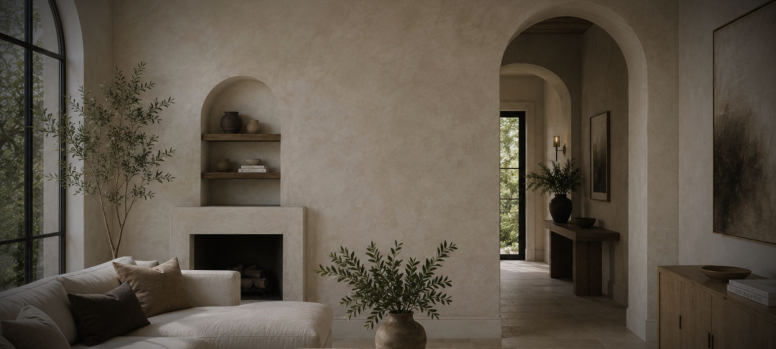 Luxury interior limewash wall with a handcrafted decorative finish by Limewash Painting LLC, serving Nashville and Middle Ten
