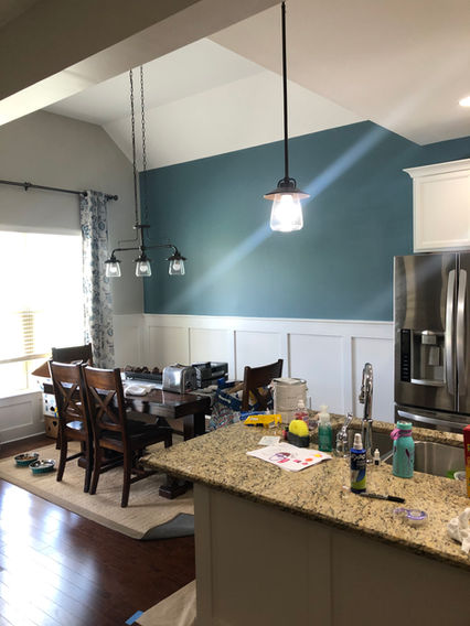 Cabinets and accent wall