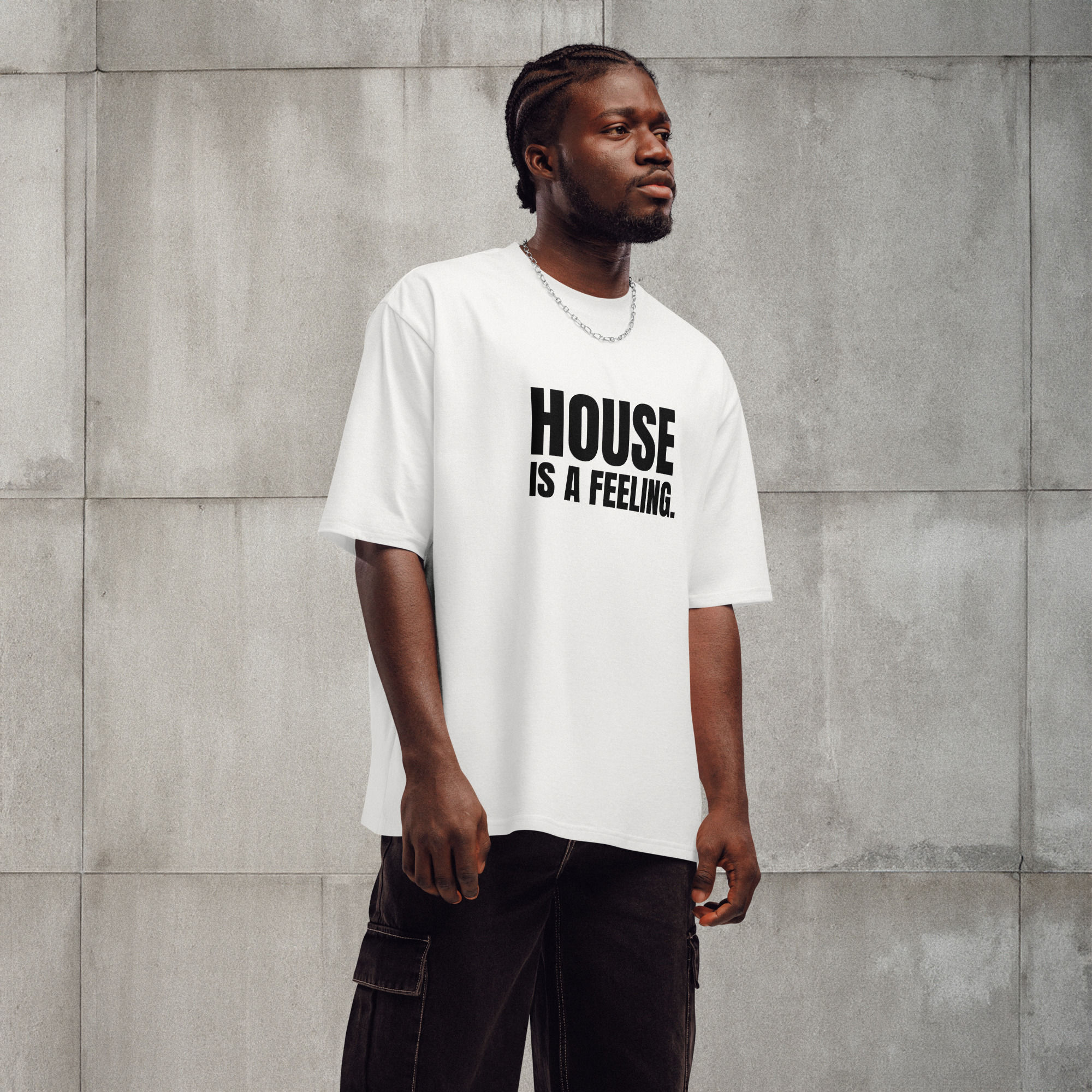 House Is A Feeling - Oversized White Heavyweight Tee