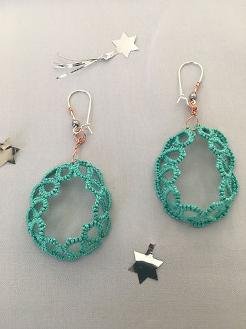 Earrings cotton lace with copper wire