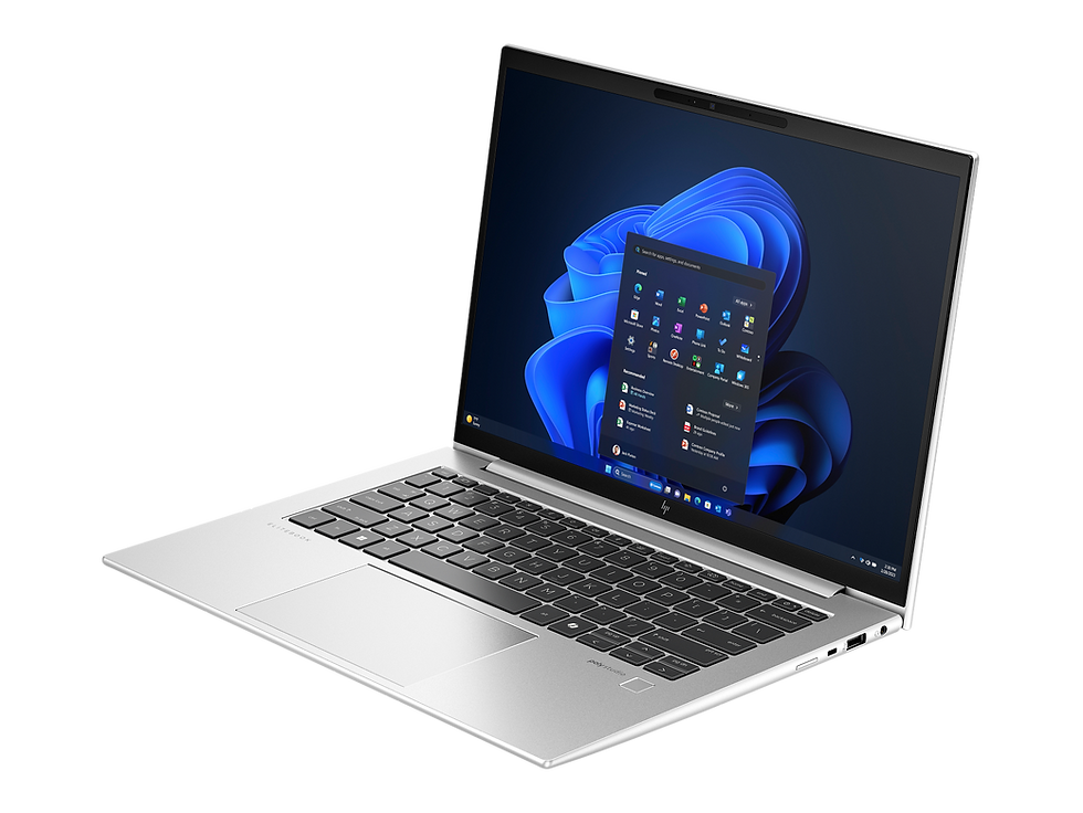 Thumbnail: Slim HP EliteBook 840 G11 laptop with black keys and thin bezels on screen