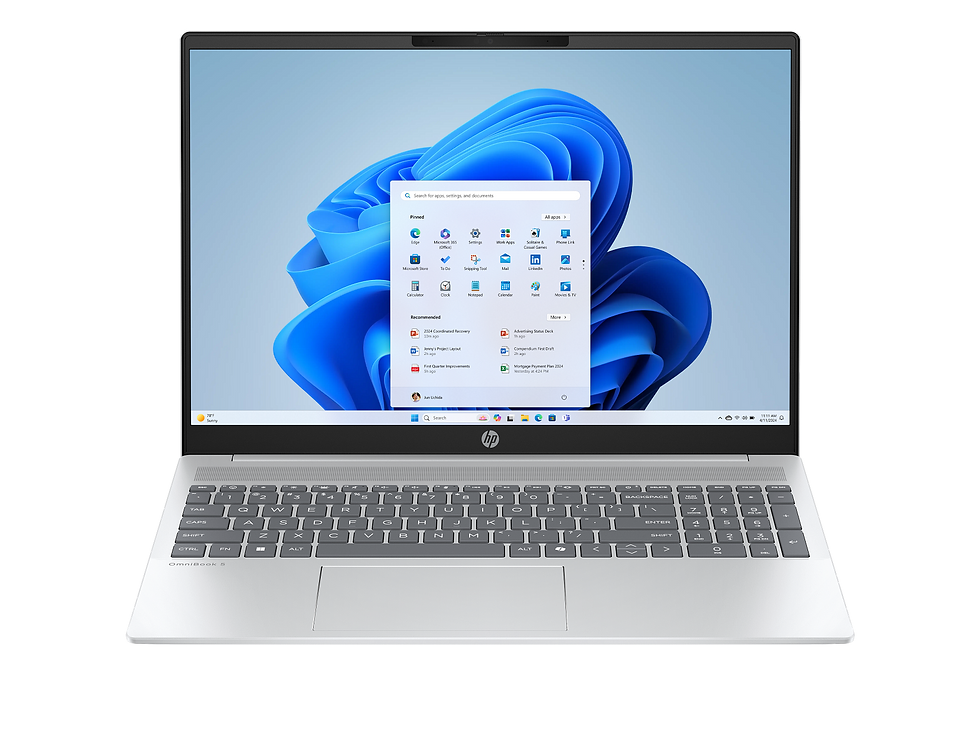 HP 15-FD2054TU AI laptop with Intel Core Ultra 5-225U processor, 15.6-inch FHD screen, and sleek gold finish.