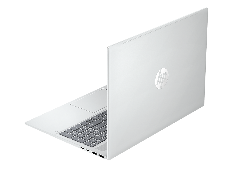 HP OmniBook 5 AI 16 laptop front view showing large 16:10 touchscreen, slim bezels and modern minimalist keyboard layout