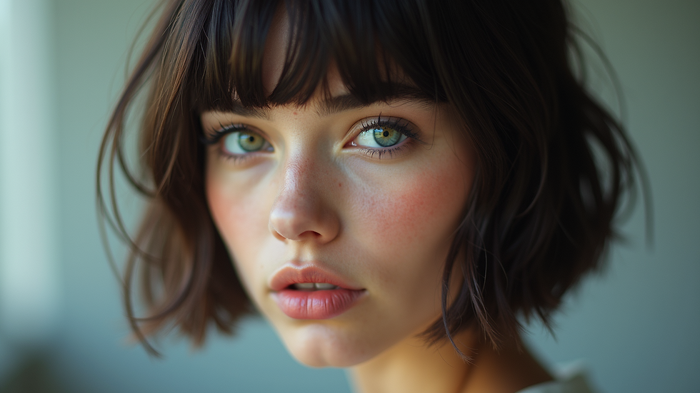 Close-up view of a textured crop haircut with a styled fringe