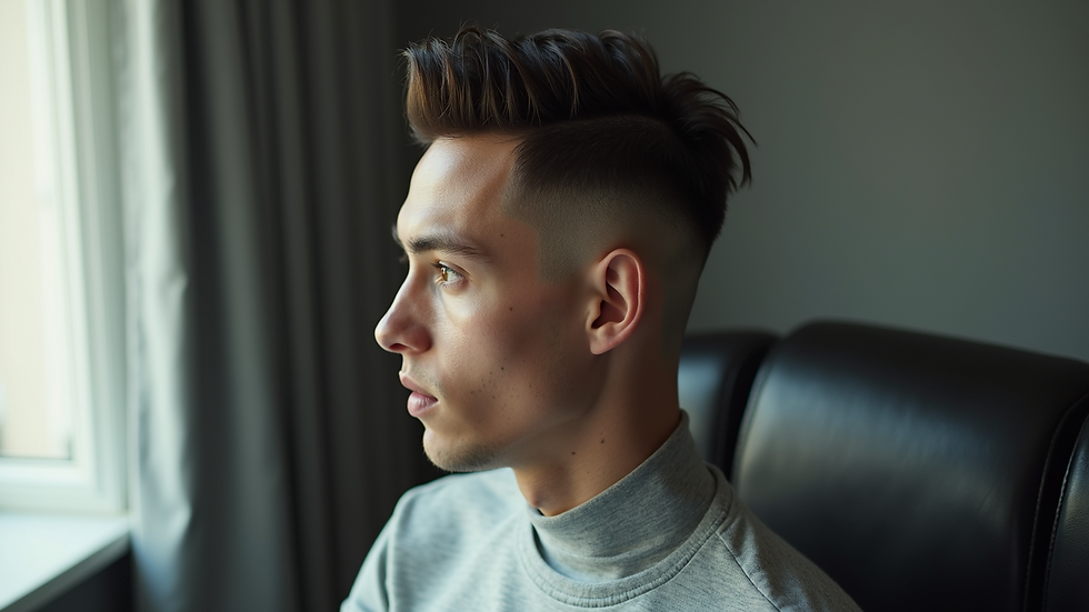 High angle view of a man’s head showing a clean skin fade haircut