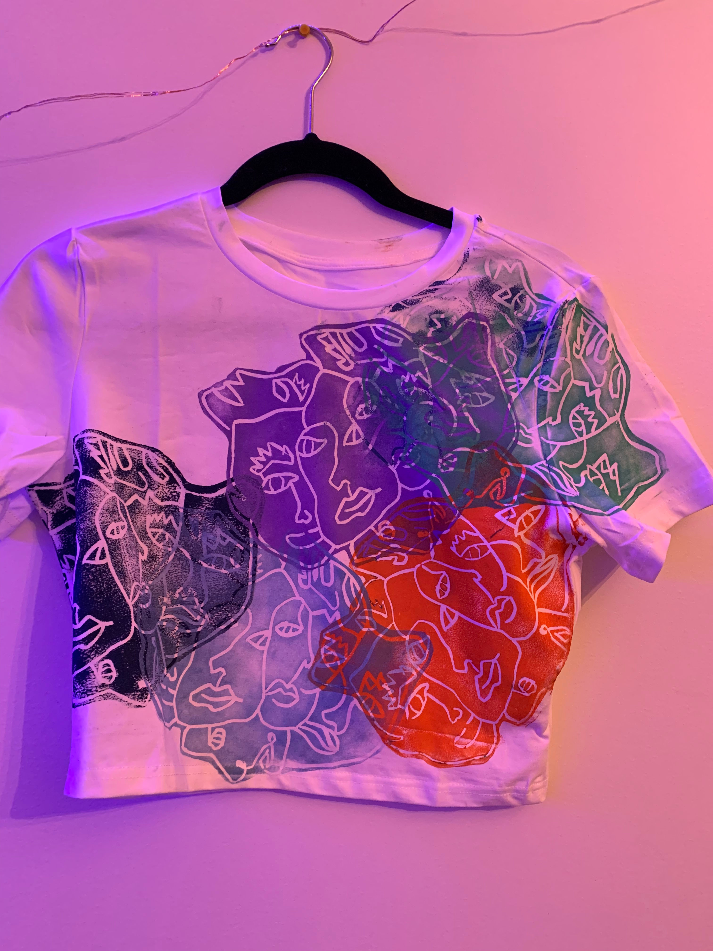 Half Multi TwoFaced - Multi Color - Cropped Top