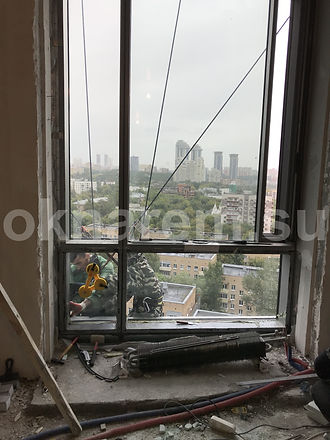 Установка стеклопакетов альпинистами Мосфильмовская 8