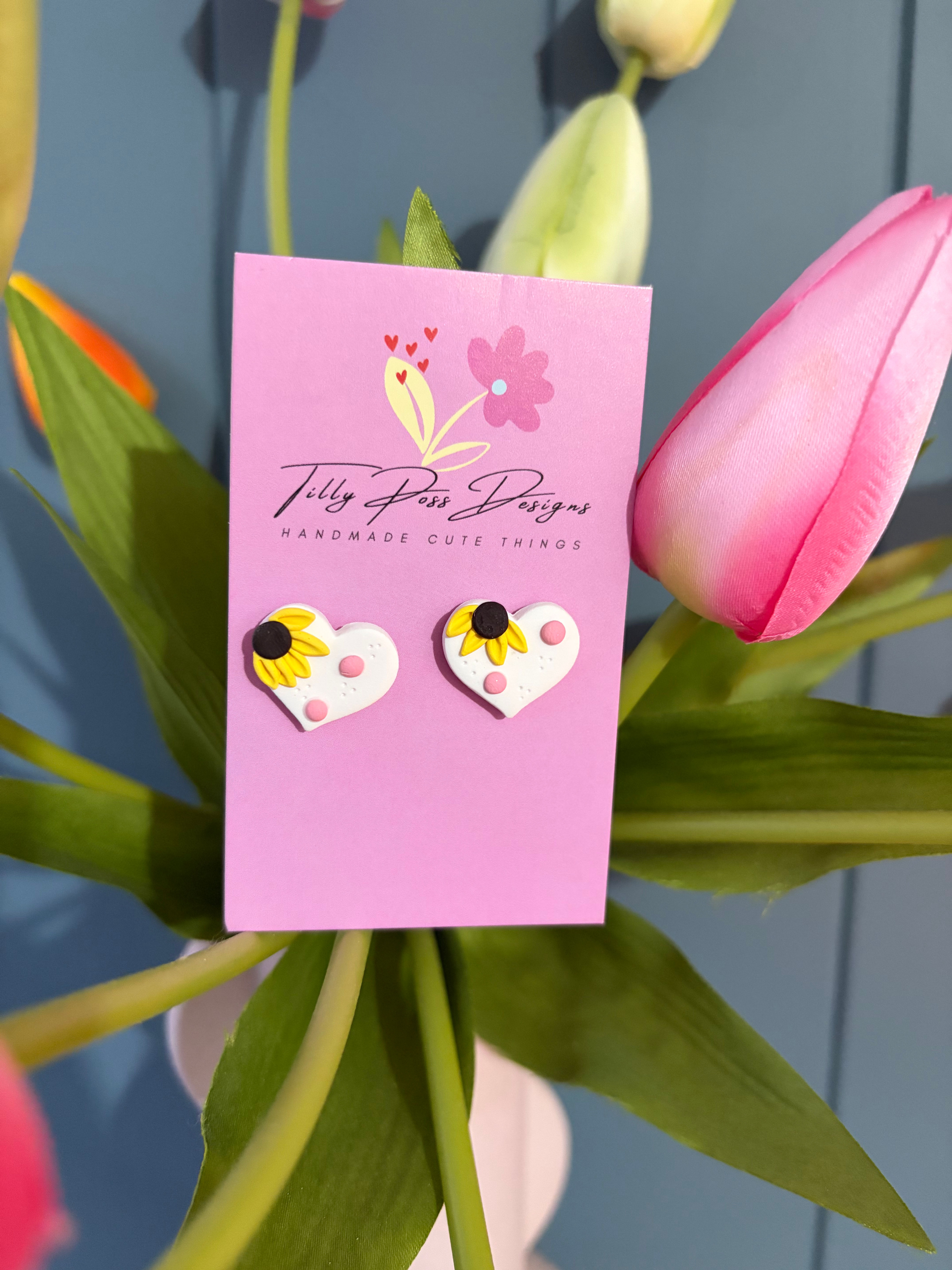 You Are My Sunshine Heart Studs