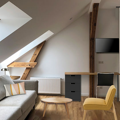 Doppelzimmer mit Dachschrägen und SchafsofaSofa