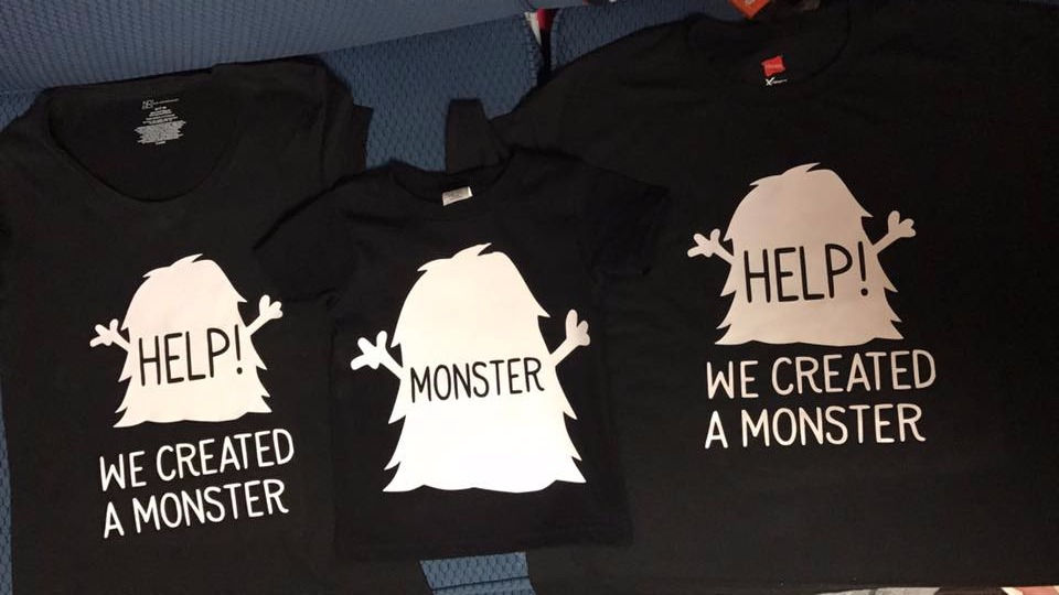 Created a Monster T-shirt set of 3