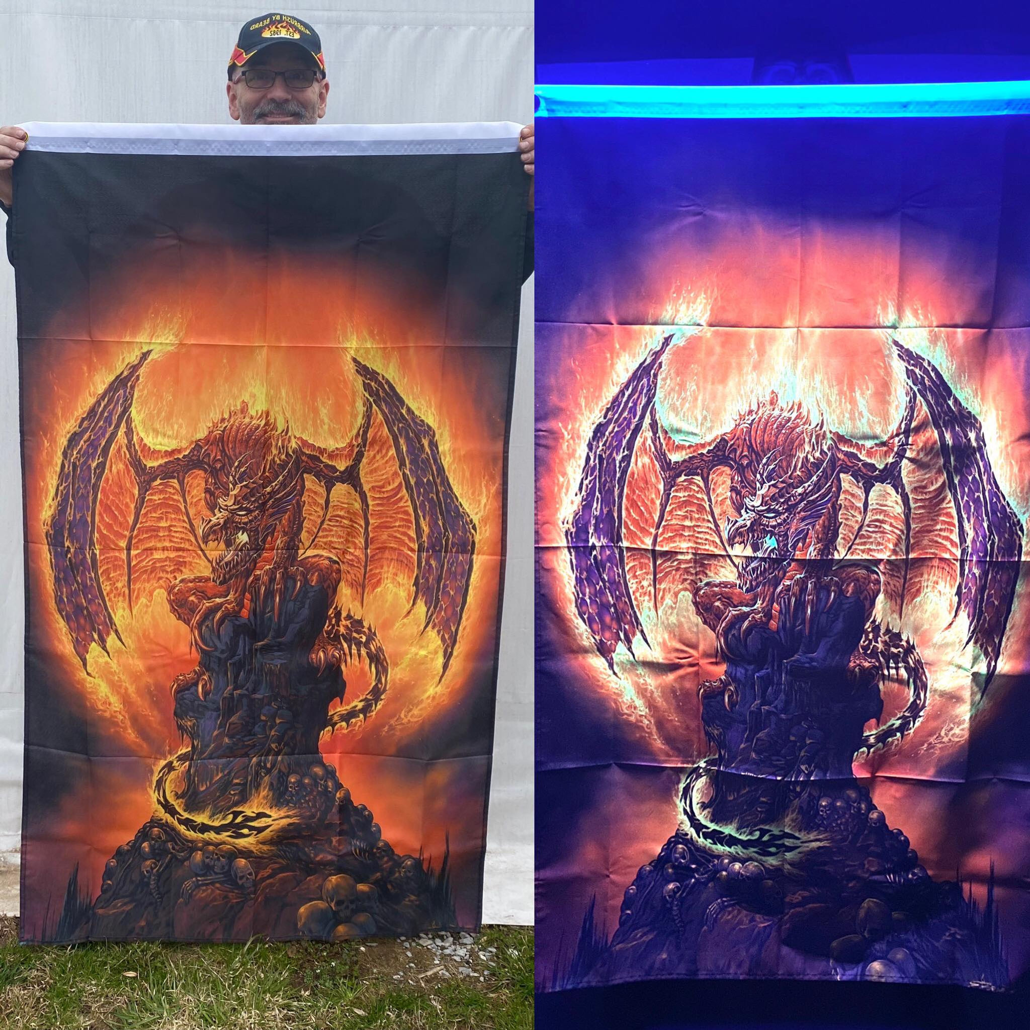 Ignis Rex Harbinger of Fire Black Light Reactive Banner
