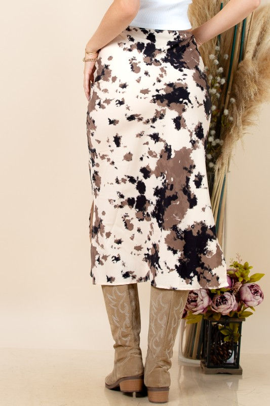 Thumbnail: Abstract Cow Print Midi Skirt
