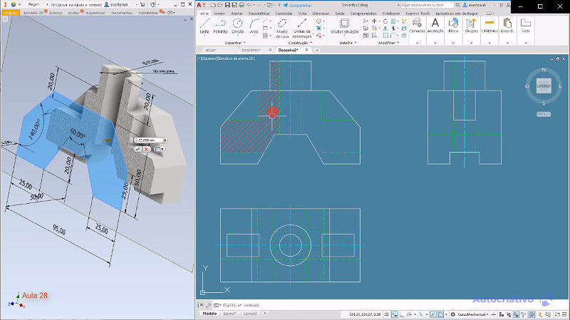 Miniatura: Combo 5 - Curso de AutoCAD Mecânico 2020 + Curso de Inventor 2020
