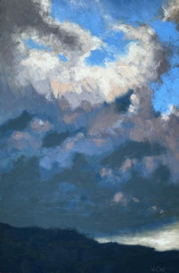 Stormy Cloud Mountain Ridge Oil Painting