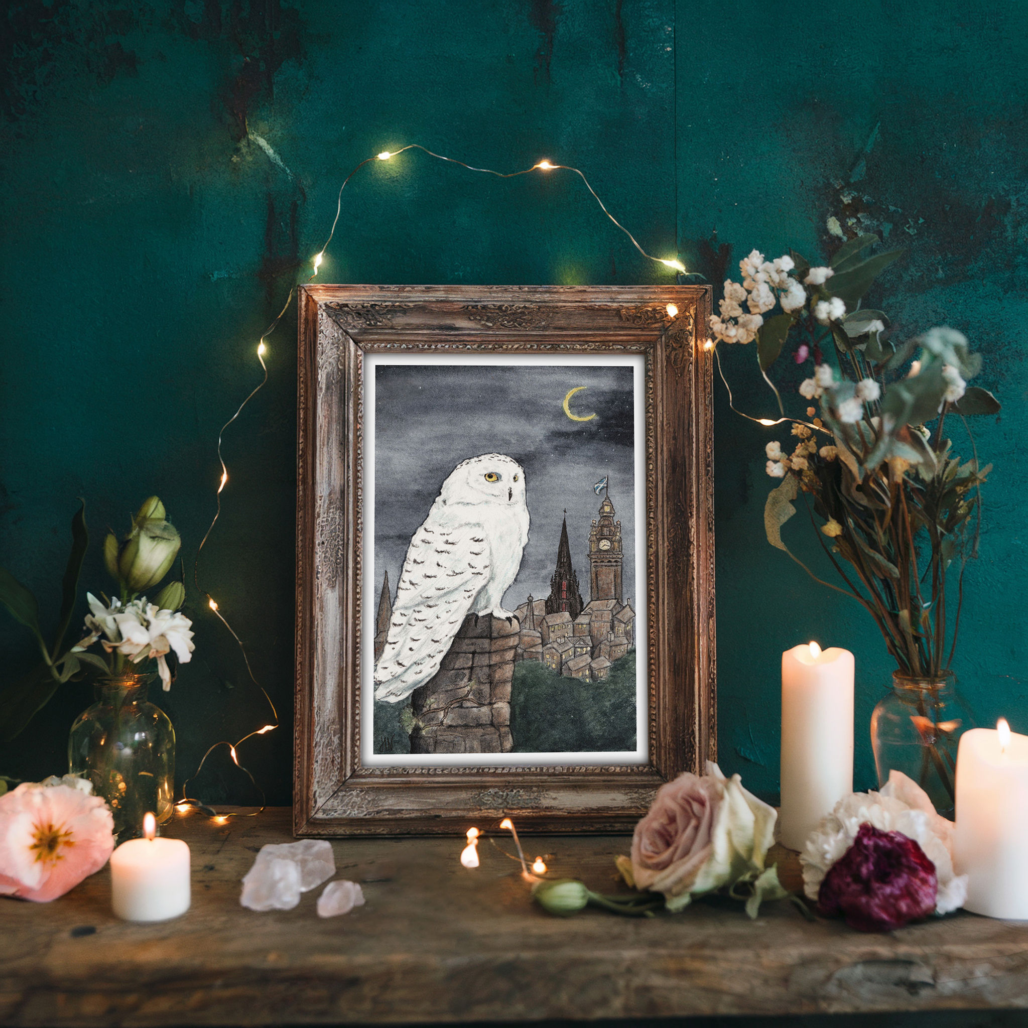 'The Watcher Over the City' Original Watercolour Painting