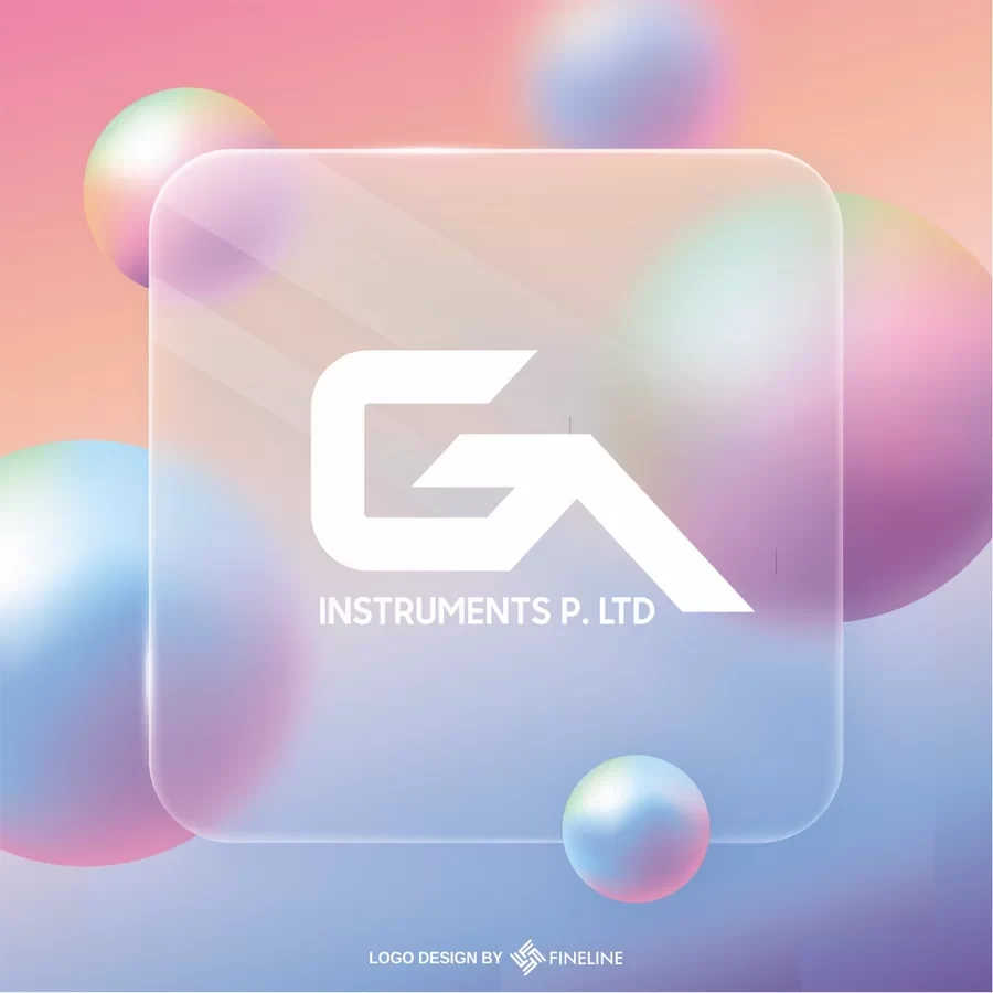 GA INSTRUMENTS PVT LTD LOGO, gradient background, glass morphisism, trending