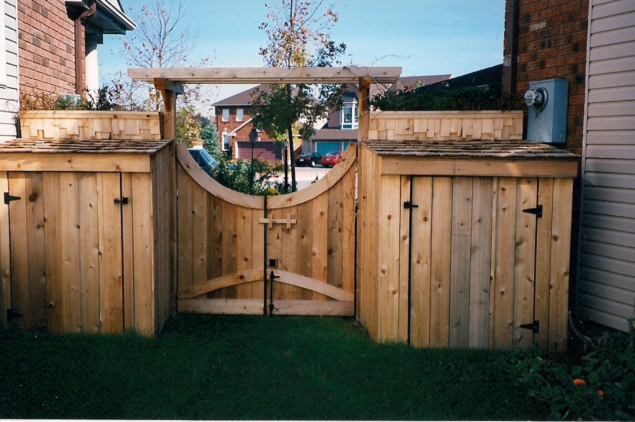 Cedar Fence Gate and Sheds