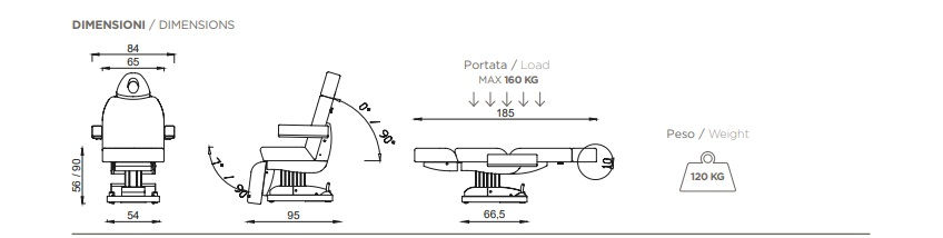 Miniatura: Schema tecnico con dimensioni poltrona elettrica Torino 4 motori