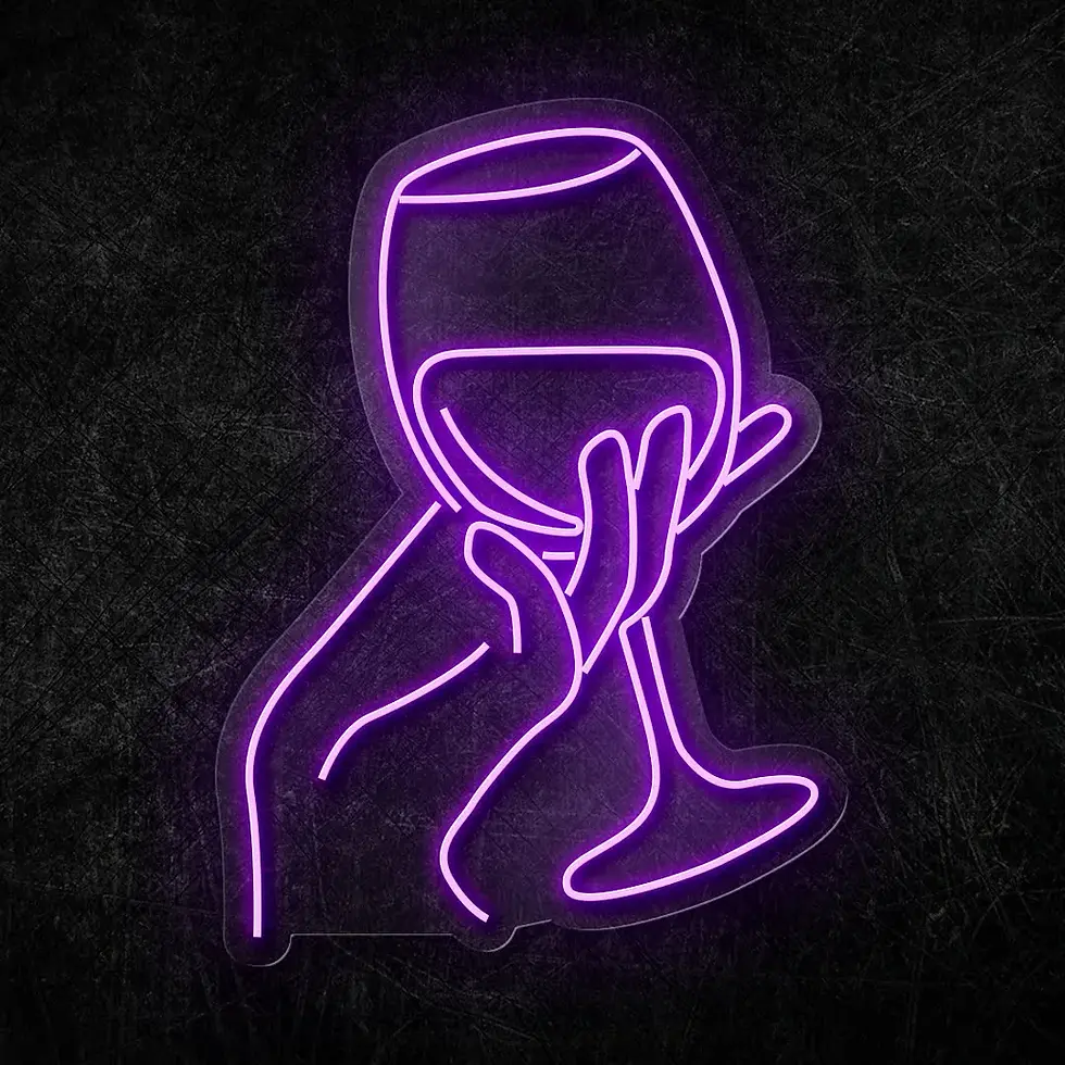 Küçük resim: Kadeh Şarap Wine El Neon LED Tabela 50x70 cm