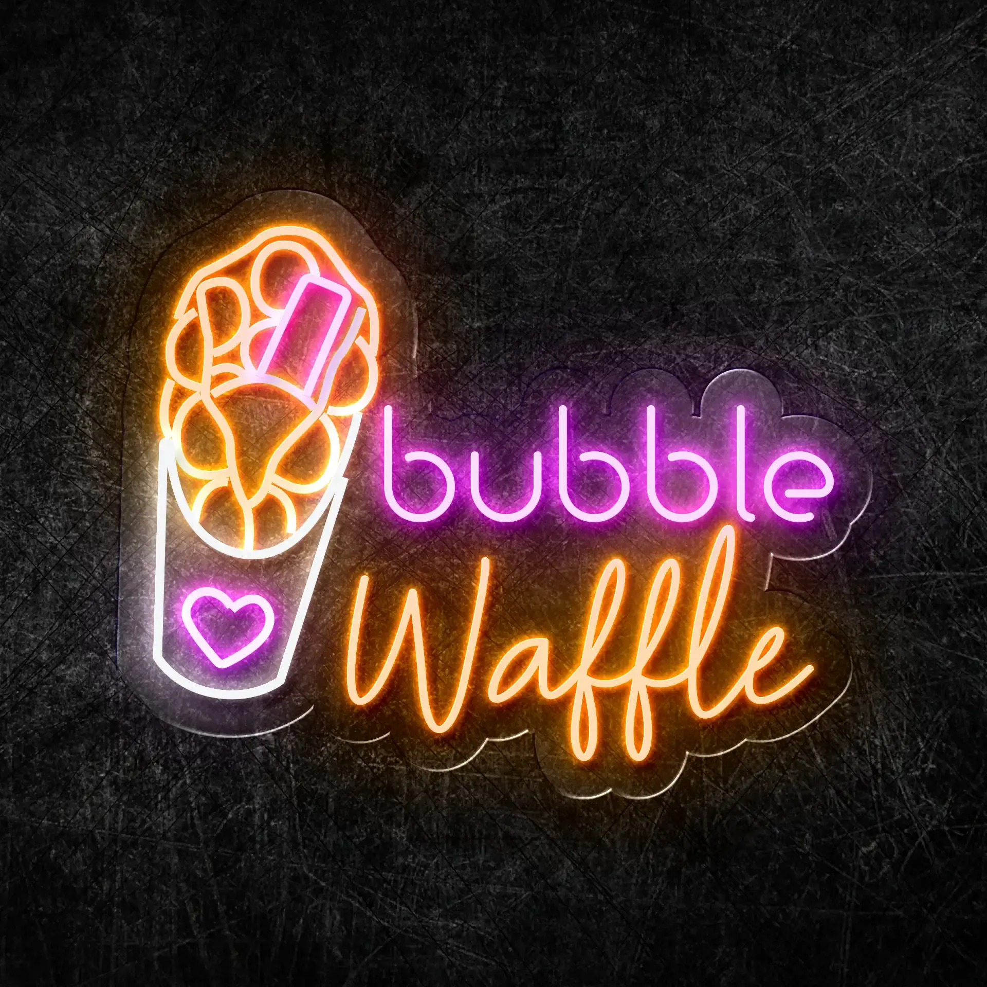 bubble Waffle bardak Waffle Neon LED Tabela 50x40 cm