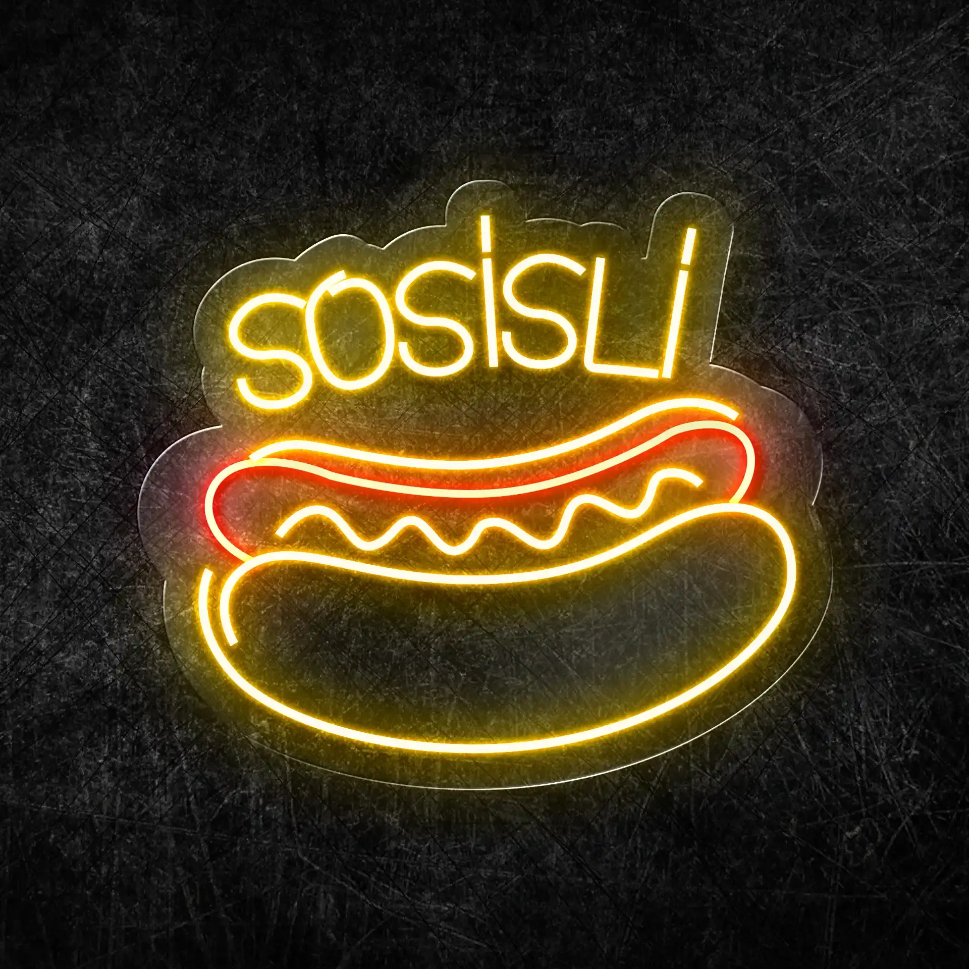 Sosisli Neon LED Tabela 50x45 cm