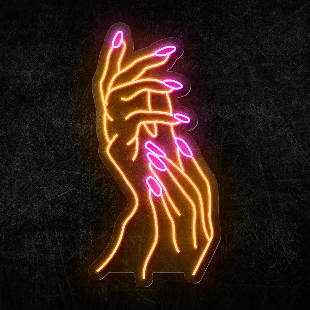 Tırnak Figür Ojeli Tırnaklar Neon LED Tabela 40x80 cm