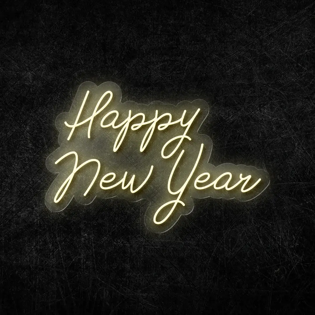 Happy New Year Işıklı Neon LED Yazı 60x40 cm