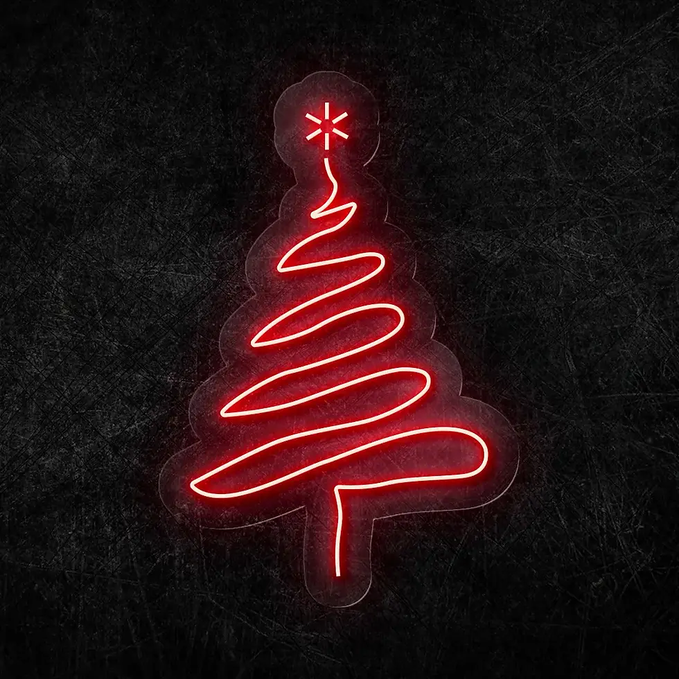 Küçük resim: Yılbaşı Ağacı Neon Işıklı LED Tabela 55x80 cm
