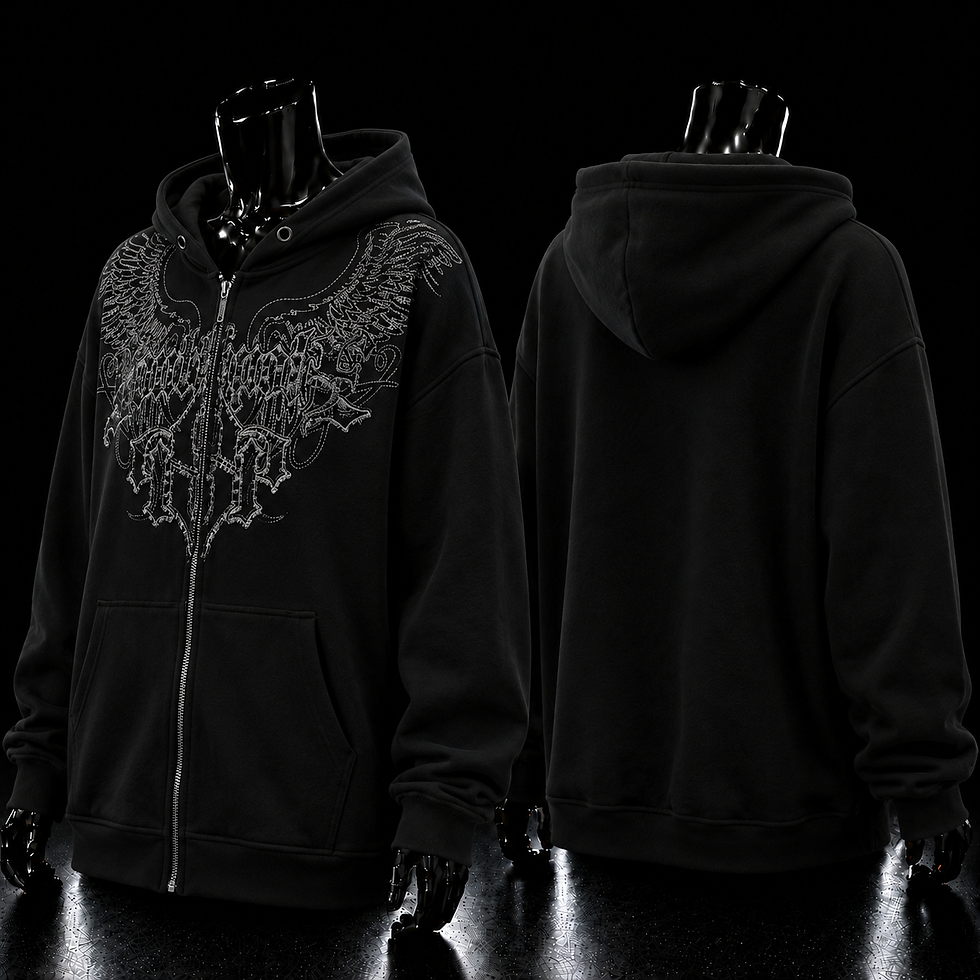 Miniatura: Jaqueta de Moletom Unissex com Zíper – Estilo Gótico, Estampa Skull, Oversized, 