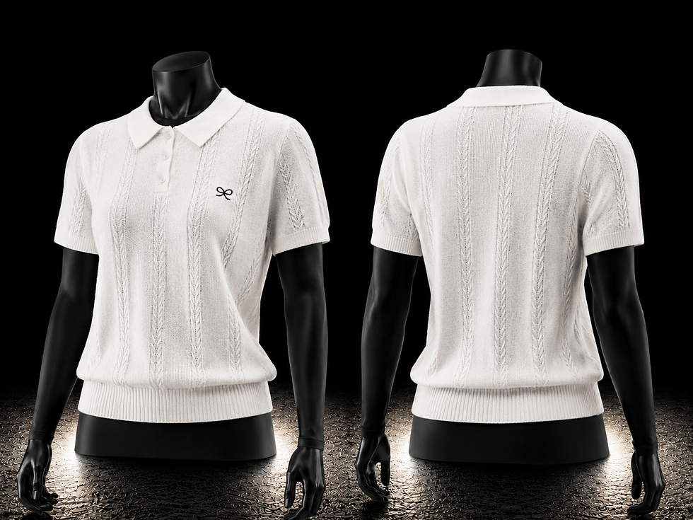 Miniatura: Blusa Feminina Polo em Tricô Cinza com Laço Bordado – Elegante, Slim Fit e Ideal