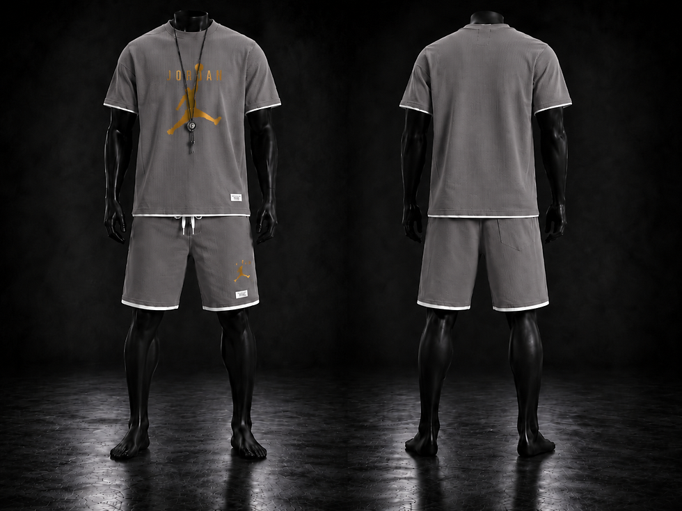 Miniatura: Conjunto Masculino Casual de Verão – Camiseta de Manga Curta e Shorts Respirávei