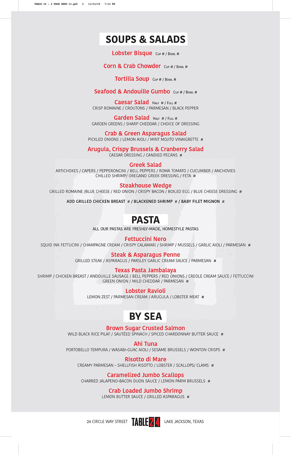 TABLE 24 Menu 2