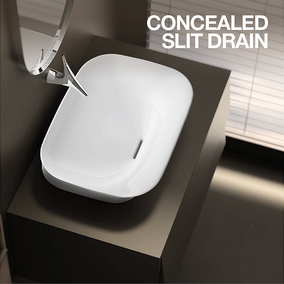VIVE® 55.2 cm Rectangular Vessel Bathroom Sink | No Overflow