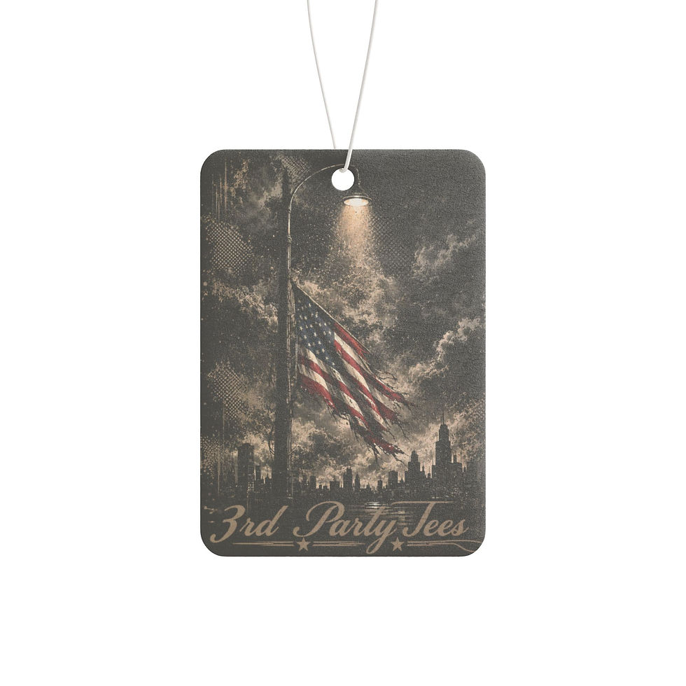 Thumbnail: Car Air Freshener — Vintage American Flag Nightscape (3rd Party Tees)