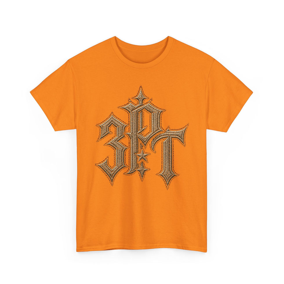 Thumbnail: Gothic '3QT' Crest Tee — Vintage Metallic Lettering Graphic T-Shirt