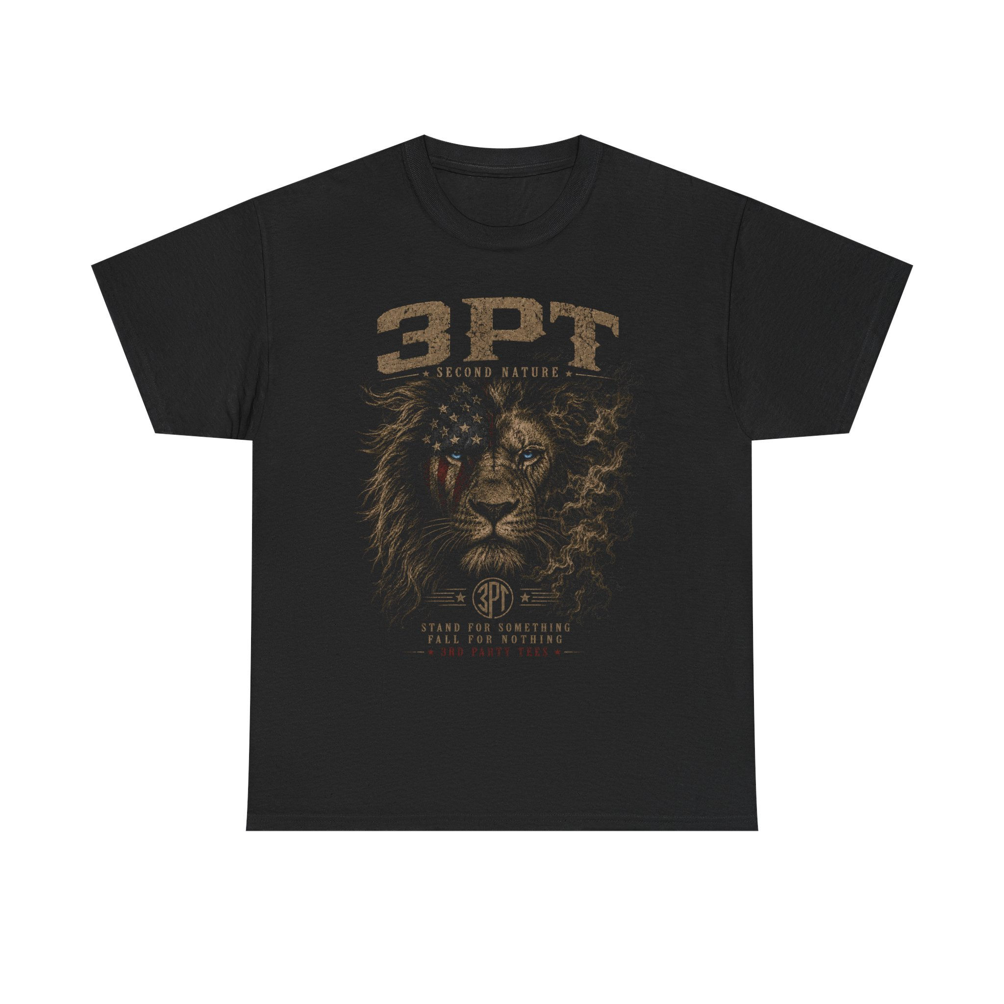 3PT Lion Graphic Tee — Vintage American Flag Lion T‑Shirt