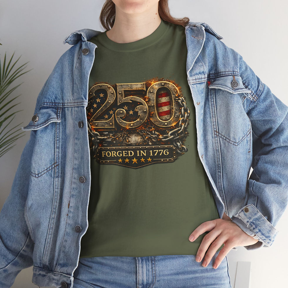 Thumbnail: 250th Anniversary 'Forged in 1776' Tee | Patriotic Flag Emblem