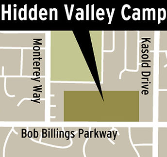 a map showing the location of hidden valley camp