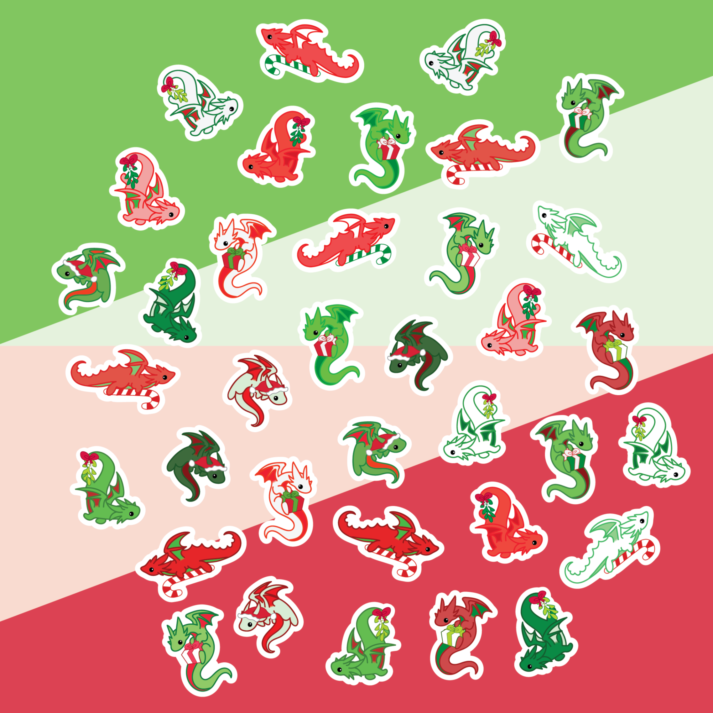 Christmas dragon stickers set of 35+