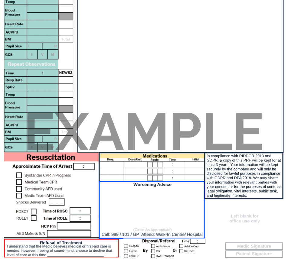 Thumbnail: A4 Patient Report Form (PRF) Pad – NCR Triplicate Medical Documentation Forms