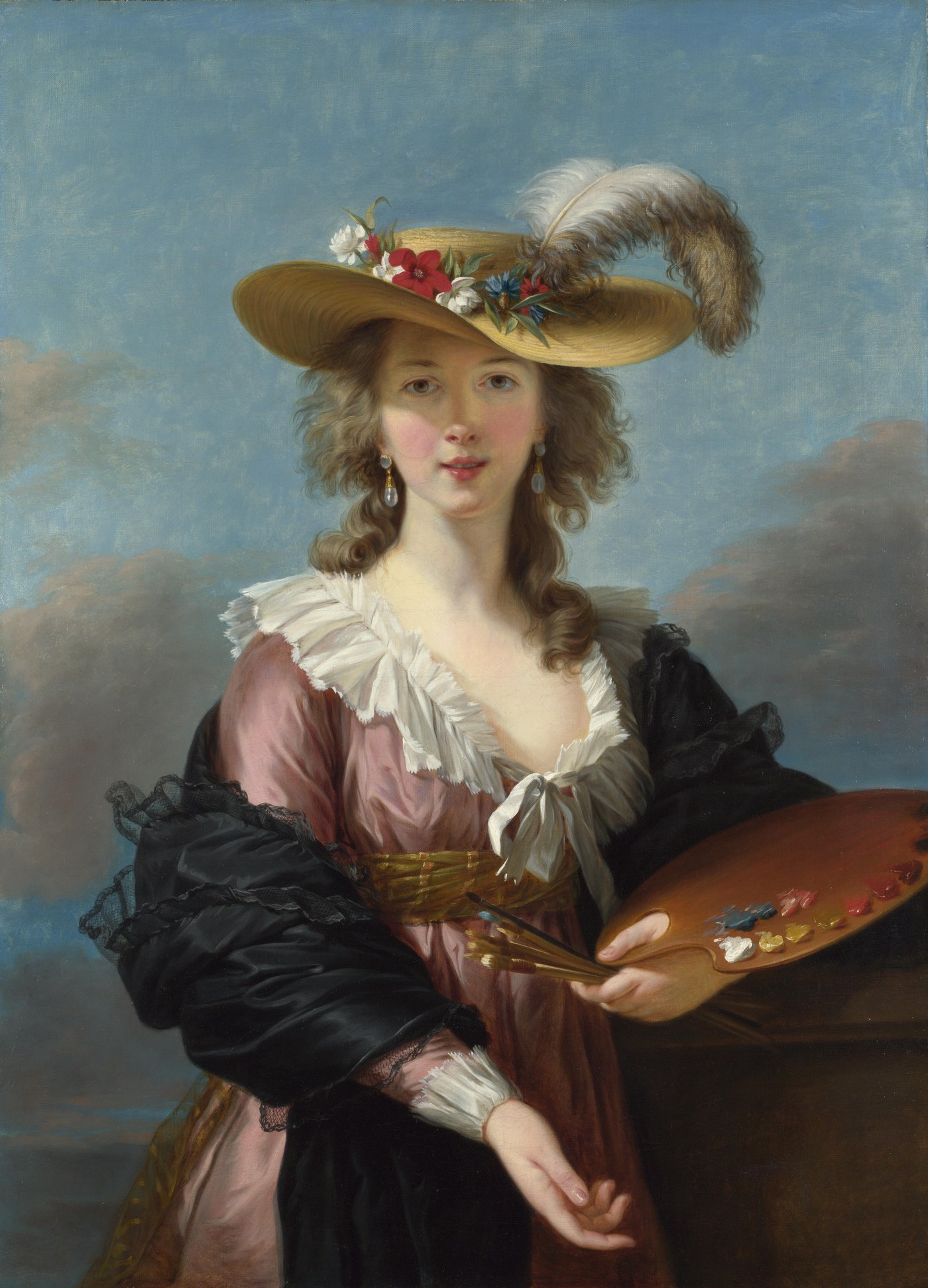 Élisabeth Louise Vigée Le Brun, Self-Portrait in a Straw Hat (c. 1782), oil on canvas, the painter outdoors holding a palette.