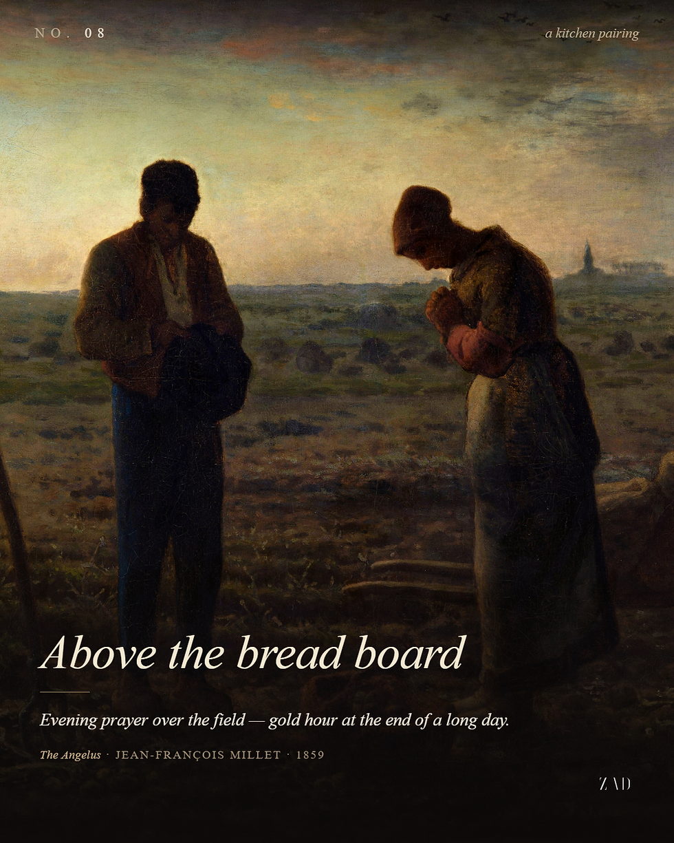 Millet's The Angelus (1859) — evening prayer over the field.